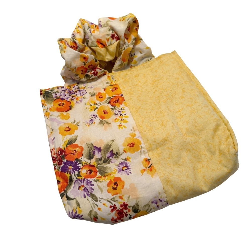 Floral Scrunchie Handle Yellow Handbag Cottagecore Boho